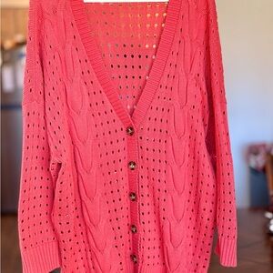 torrid Red Orange Open-Knit Button Boyfriend Cardigan